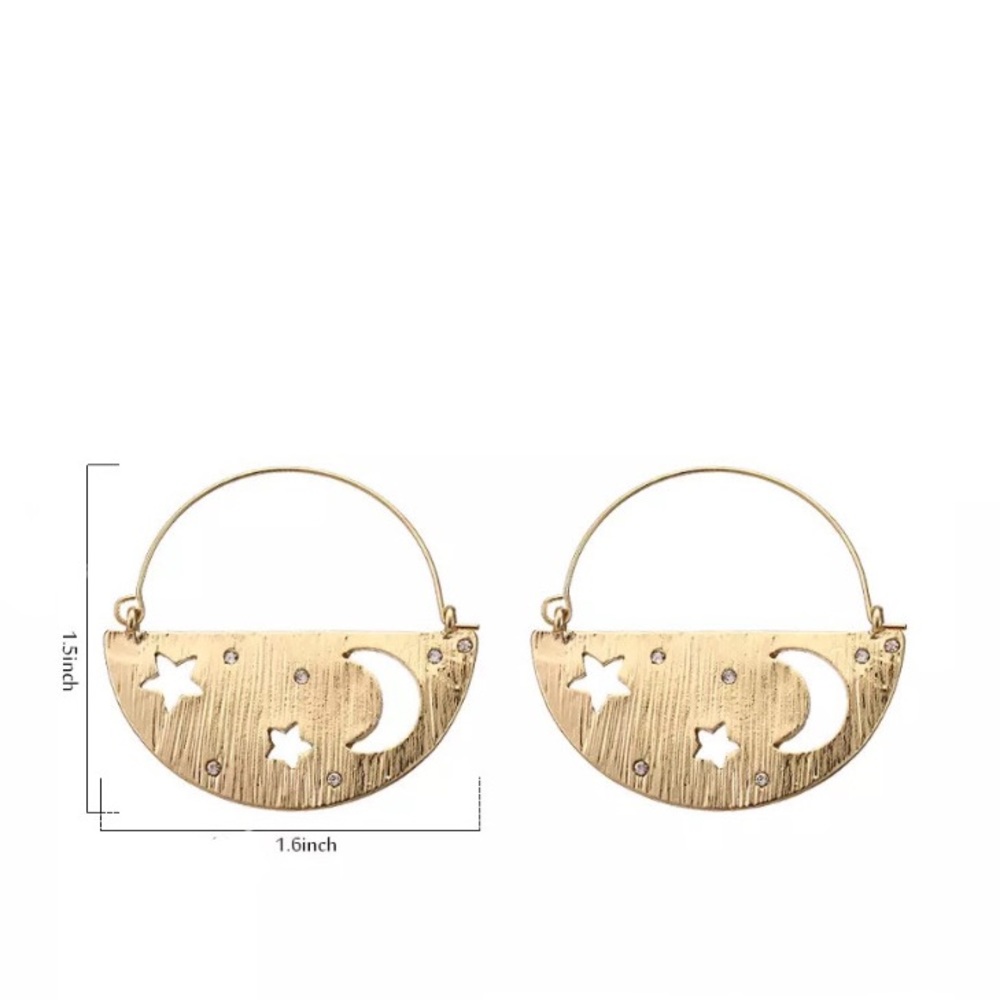 Gold / Silver Half Star & Moon Earrings - Picture 5 of 5